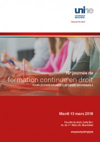 15e journée de formation continue en droit pour les enseignant(e)s du degré secondaire II 